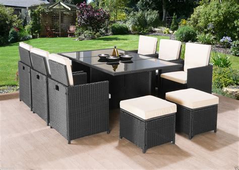 11PC Cube Rattan Garden Furniture - Luxury Garden Furniture - Beds.co.uk - The Bed Outlet