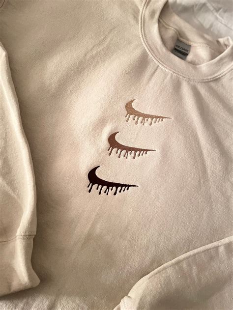 Custom Embroidered Nike Inspired Drip Logo Crewneck | Nike Aesthetic Sweatshirt| Paint Drip Logo ...