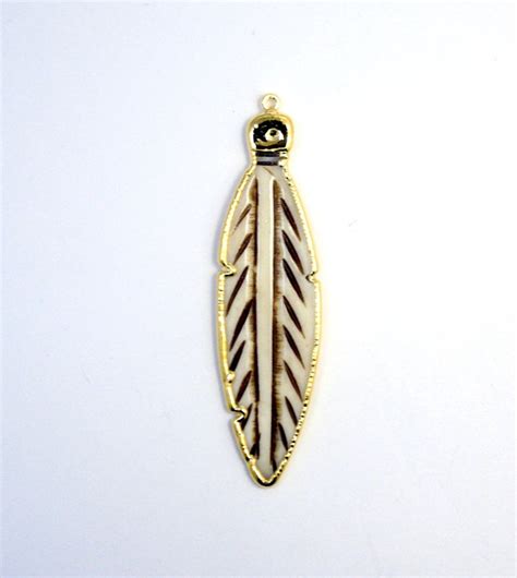 Bone Feather Pendant White Carved Bone Feather Pendant With - Etsy