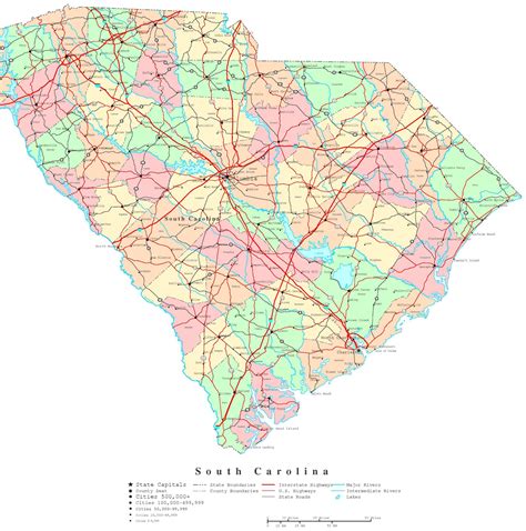 South Carolina Map With Cities And Towns - Uf Fall 2024 CalendarUf Fall ...