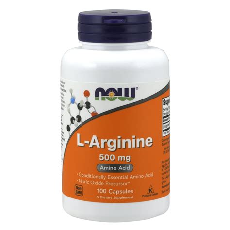 NOW Supplements, L-Arginine 500 mg, Nitric Oxide Precursor*, Amino Acid, 100 Capsules - Walmart ...