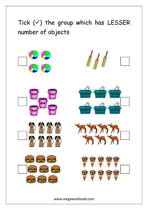 More Or Less Worksheets - Comparing Numbers (1-5, 1-10 | Kindergarten ...