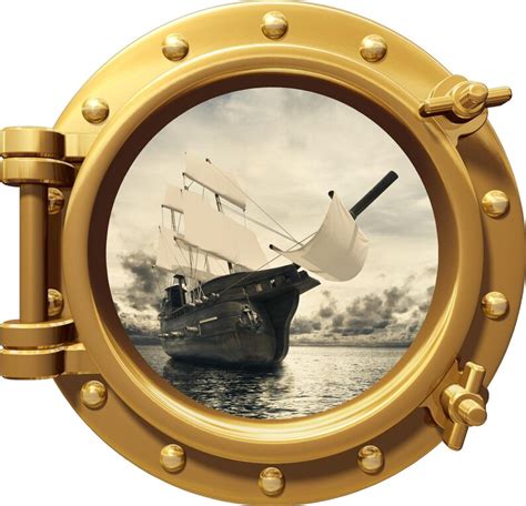 Port Scape Pirate Ship 2 Porthole 3D Window Wall Decal Vinyl | Etsy