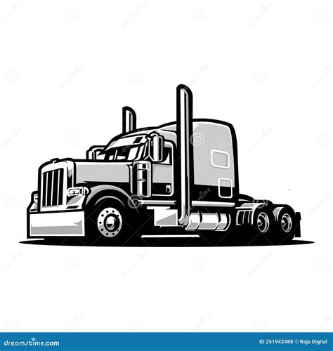 Semi Truck 18 Wheeler Side View Vector Isolated On White Background. | CartoonDealer.com #251942488