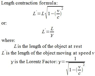 Length Contraction Formula and Lorentz Factor