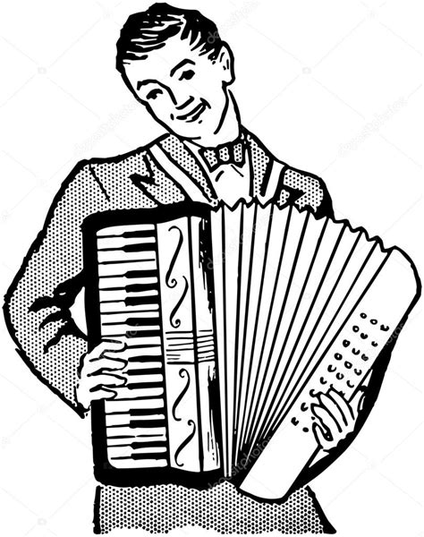 Accordion Player, Black And White Stock Illustration By ©RetroClipArt #55675633 | lupon.gov.ph