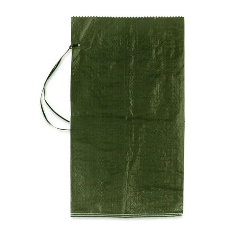 DURASACK 14 in. x 26 in. Green Woven Sand Bags with Tie String (50-Pack ...