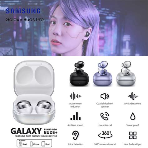 Samsung Galaxy Buds Pro By AKG Noise Cancelling Earbuds In-Ear Bluetooth Earbuds Built-in ...