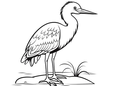 Great Blue Heron Coloring Adventure - Coloring Page