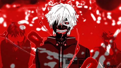 Wallpaper : illustration, anime, red, Kaneki Ken, Tokyo Ghoul, screenshot, computer wallpaper ...