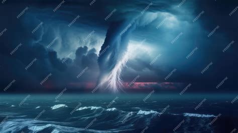 Premium AI Image | A sea tornado a huge tornado whirlwind on the ocean