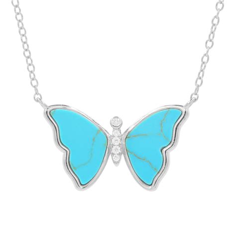 Turquoise Butterfly Necklace With Bezel - KAMARIA