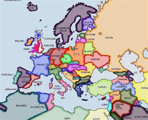 Map of europe in french language