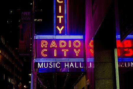 Royalty-Free photo: Radio City Music Hall neon signage | PickPik