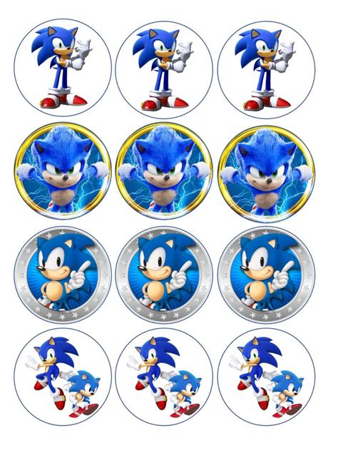 12 Sonic Hedgehog, edible paper, cupcake cookie toppers CHOOSE SIZE ️ ...