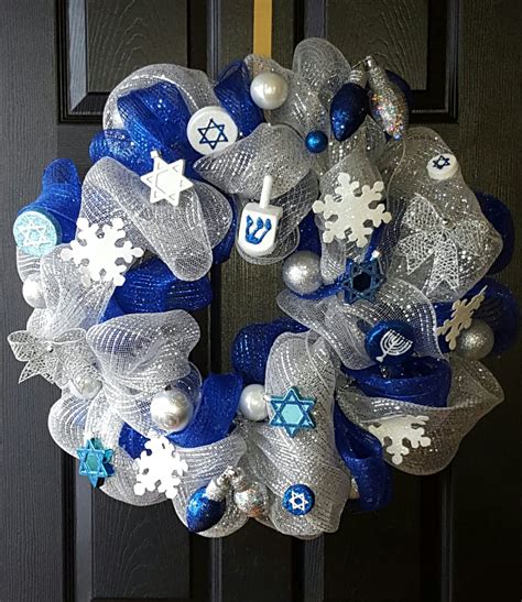 Hanukkah Wreath Hanukkah Decorations Blue and Silver Wreath | Etsy