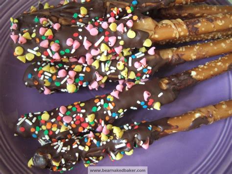 pretzel rods dipped in caramel and then dark chocolate with festive sprinkles | Chocolate ...