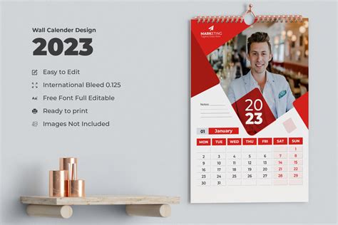 12 Page Wall Calendar 2023 Modern Wall Calendar Design for New Year 2023 | Stationery ...