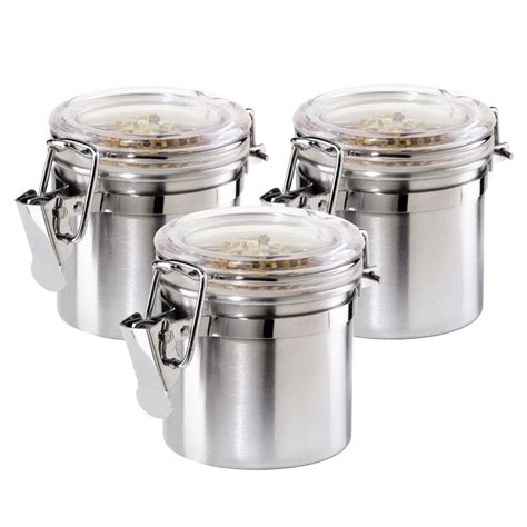 OGGI Satin Finish Stainless Steel 3 Ounce Mini Canister with Airtight ...