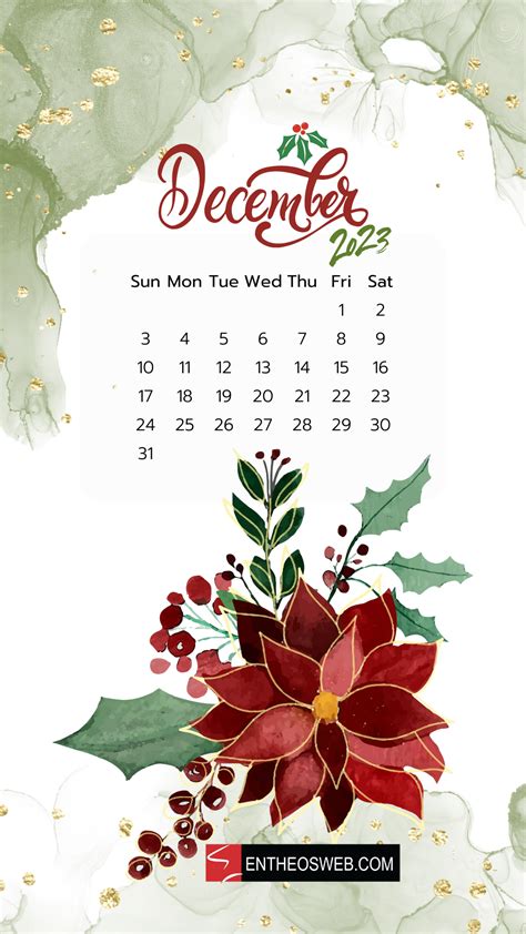 December 2023 Calendar Phone Wallpaper | EntheosWeb