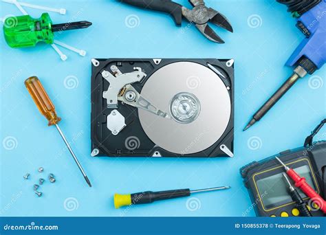 Maintenance the Hard Disc Drive, Open Hard Disc Drive, Disc and Electronic Tools Stock Photo ...