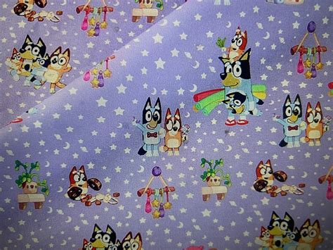 Bluey Fabric Blue Dog Fabric Pure Cotton Fabric Anime Cartoon Cotton Fabric by the Half Yard - Etsy