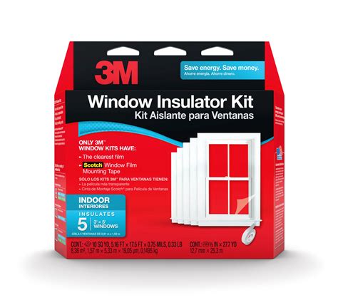 3M Indoor Window Insulator Kit, Clear Film and Mounting Tape, Fits Five 3"x 5" Windows - Walmart.com