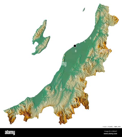 Shape of Niigata, prefecture of Japan, with its capital isolated on ...