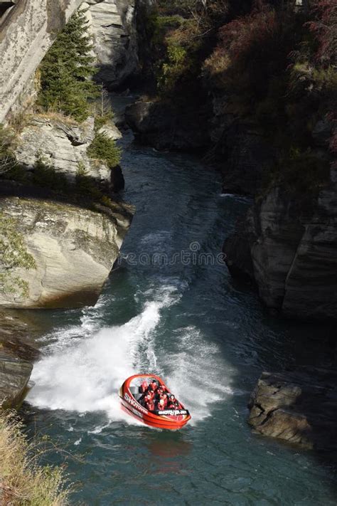 Shotover Jet Boat Speeding Along the Tight River Editorial Stock Photo ...