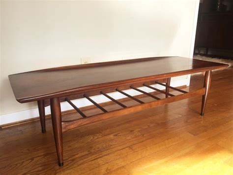 Mid Century Modern Bassett Artisan Walnut Surfboard Coffee Table - EPOCH