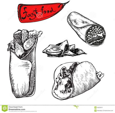 Burrito Hand Drawn Sketch Vector Illustration | CartoonDealer.com #71303942