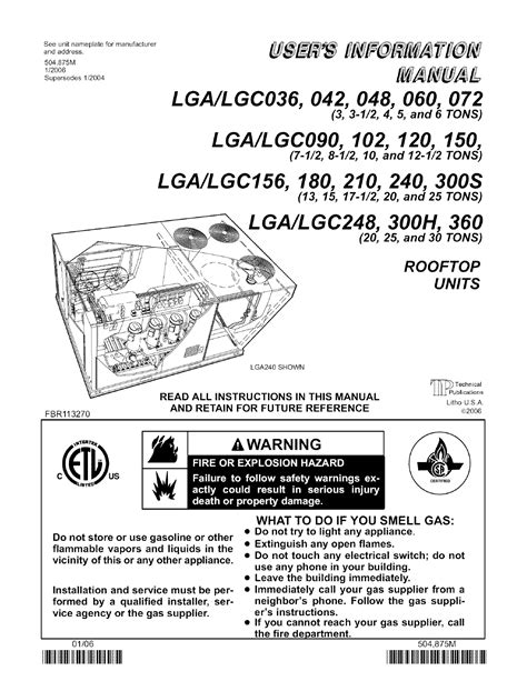 LENNOX Package Units(both Units Combined) Manual L0806704