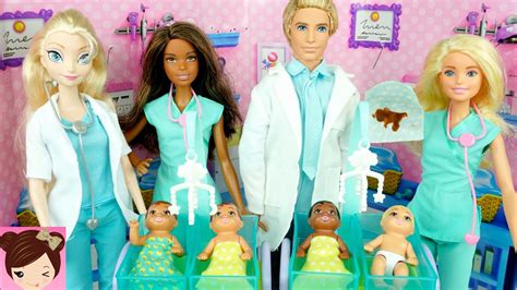 New Barbie Baby Doctor Elsa Anna Take Care Of Babies At Hospital ...