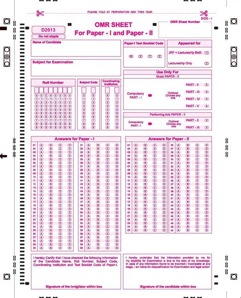 Sample Omr Sheet For Practice