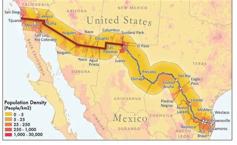 3 Population density in u.S.-Mexico border region. Population density ...