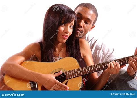 Lección Romántica De La Guitarra Imagen de archivo - Imagen de alto ...