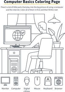 Download Computer Monitor Coloring Page Gif | COLORING PAGES