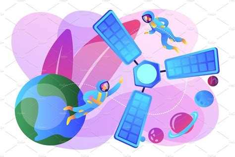 Satellite launch concept vector | Colorful space, Vector free, Satellite illustration