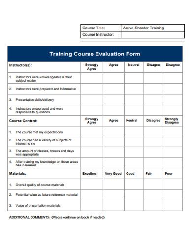 Training Evaluation Form - 21+ Examples, Format, Pdf