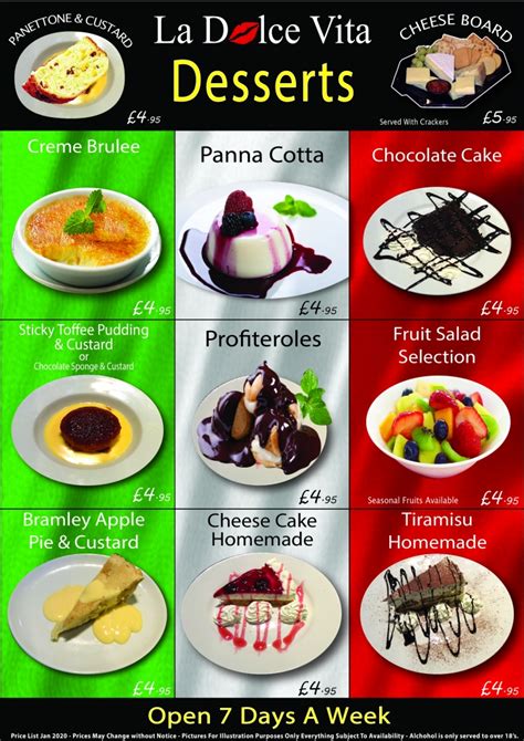 Dessert Menu | La Dolce Vita