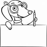 Whiteboard Drawing  Cartoon Dachshund Dog With Pencil And Blank Stock sketch template