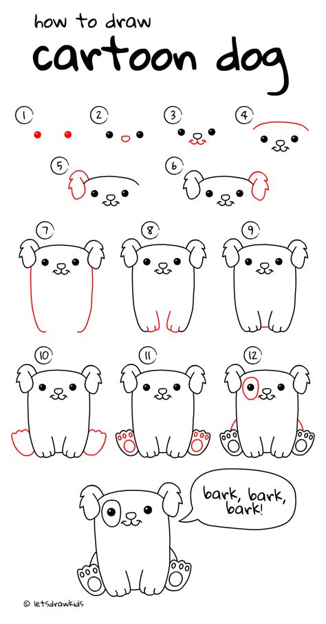 How to draw cartoon dog. Easy drawing, step by step, perfect for kids ...