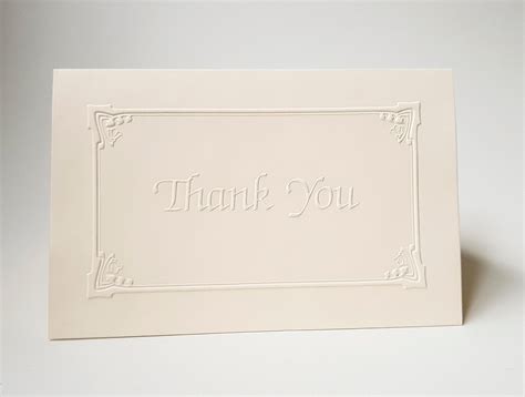 8 Embossed Thank You Card Set White Thank You note Pack of 8 cards. Lily of the Valley border ...