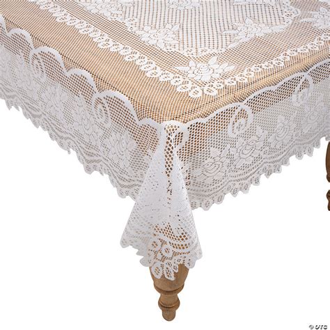 White Lace Polyester Tablecloth | Oriental Trading