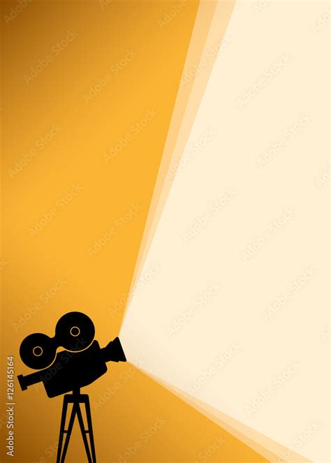 Cinema poster background with black Silhouette of camera or projector ...