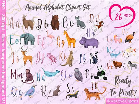 Cute Alphabet Clipart: Animal Letters SVG for Classroom | Etsy