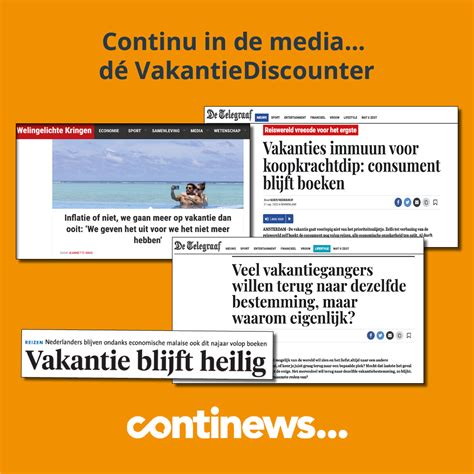 PR rondom reismedia: dé Vakantiediscounter twee keer op de Telegraaf online - Continews