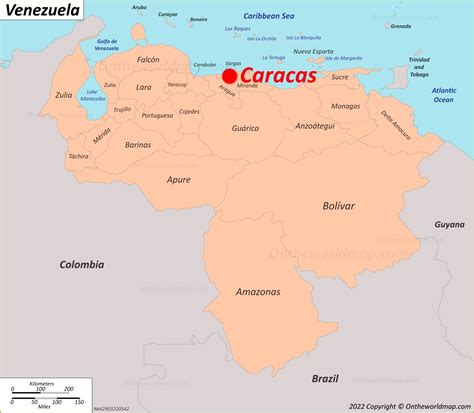 Detailed Map Venezuela And Capital City Caracas Vecto - vrogue.co