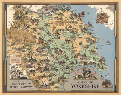 Pictorial railway maps. Mid-century maps telling stories | Map of yorkshire, Yorkshire map, Map