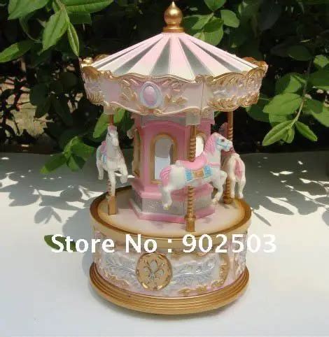 Exquisite mini Carousel music box,whirligig,merry go round,the horse moving up and down ...